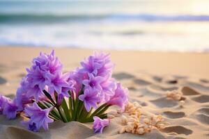 ai genererad blommor på strand foto