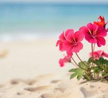 ai genererad blommor på strand foto