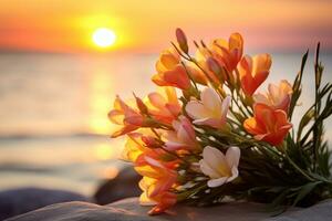 ai genererad solnedgång blomma bakgrund foto