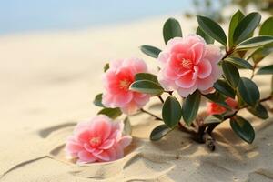 ai genererad blommor på strand foto