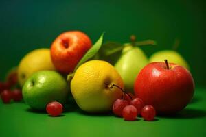 ai genererad färgrik sortiment av färsk frukt foto