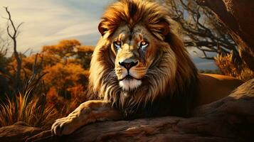 ai genererad se av en vild lejon foto