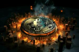 ai genererad bitcoin handel framtida valuta illustration för marknadsföring, befordran, stock forex foto