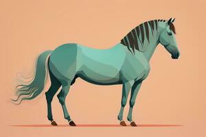 ai genererad brun och vit häst stående. vektor illustration. ai generativ foto