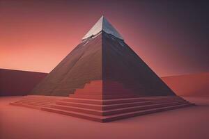 ai genererad kreativ och färgrik pyramid på en fast Färg bakgrund. ai generativ foto