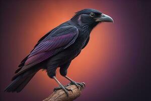 ai genererad stänga upp porträtt av en svart korp, corvus corax. ai generativ foto
