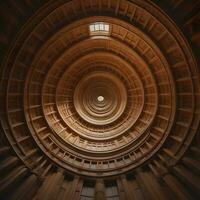 ai genererad en spiral trappa i en kyrka, perspektiv se. generativ ai foto