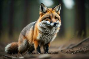 ai genererad röd räv, vulpes vulpes i de skog. generativ ai foto