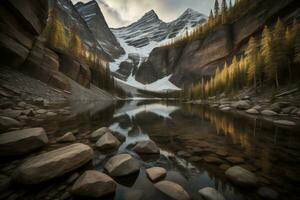 ai genererad glaciär nationell parkera, montana, generativ ai foto