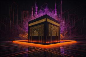 ai genererad illustration av islamic helig kaaba. generativ ai foto