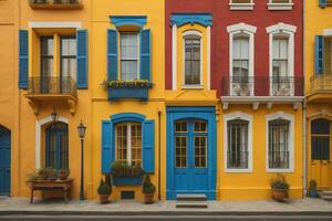 ai genererad färgrik fönster av en typisk hus i de stad, ai generativ foto