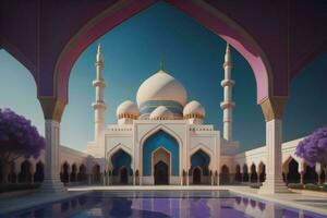 ai genererad sheikh zayed stor moské i abu dhabi, förenad arab emiraten. ai genererad foto