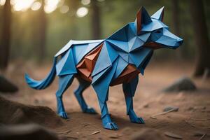 ai genererad papper origami djur- isolerat på fast Färg bakgrund. ai generativ foto