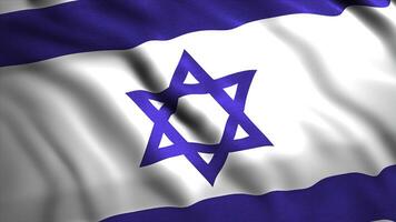 de flagga av israel. rörelse. en blå-blå flagga med en blå stjärna i de mitten. foto