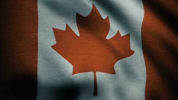 skrynkligt kanadensisk satin flagga med synlig skrynkla och sömmar. realistisk kanada flagga foto