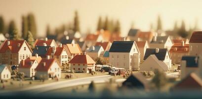 ai genererad miniatyr- hus i en små stad foto