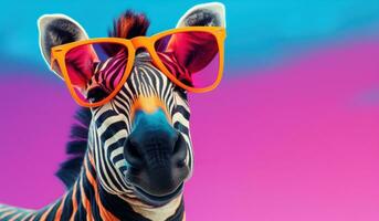 ai genererad en zebra är bär glasögon foto
