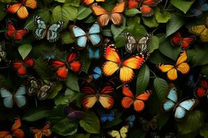 ai genererad skön fjärilar, drömmande fantasi magisk fjärilar, mjuk ljus färger vingar, ai genererad foto