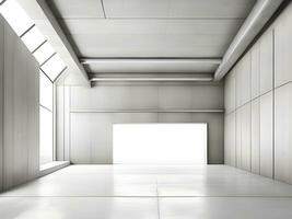ai genererad abstrakt vit interiör av tömma rum med betong väggar foto