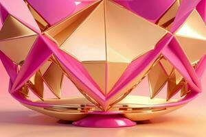 ai genererad 3d tolkning lyx rosa och gyllene abstrakt bakgrund. proffs Foto