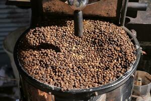 färsk kaffe bönor försäljning på istanbul gata i en burk foto