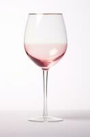 ai genererad rosa vin glas på en vit bakgrund foto