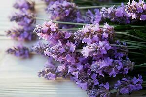 ai genererad lavendel- elegans färsk blommor av lavendel, strålande naturlig skönhet foto