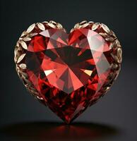 ai genererad skön hjärta skära syntetisk diamant i ram foto