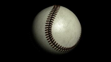 baseboll roterande på de svart bakgrund. sömlös slinga. animering av en baseboll boll foto