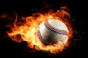 ai genererad ett iögonfallande bild av en baseboll boll på brand foto