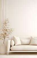 ai genererad vit soffa på vit matta foto
