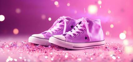 ai genererad skor på en rosa bakgrund med gnistbildning glitter foto