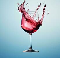 ai genererad en glas av röd vin varelse stänkte med röd vin foto
