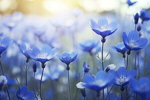 ai genererad blå blommor bakgrund foto