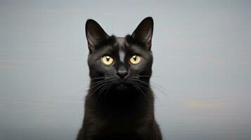 ai genererad svart katt sällskapsdjur porträtt fotografi, ai foto