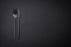 kök kniv och gaffel tillverkad av stål med kopia Plats foto