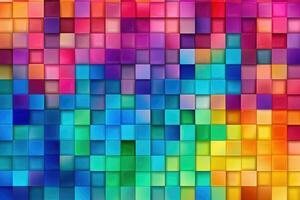 ai genererad abstrakt färgrik bakgrund med fyrkant plattor i regnbåge färger - vektor illustration, färgrik fyrkant mönster som en panorama bakgrund, ai genererad foto