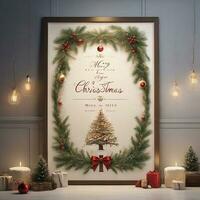 jul träd omgiven förbi presenterar på vit bakgrund foto