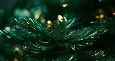 ai genererad närbild av en jul träd, foto