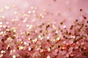 ai genererad i en rosa bakgrund där är liten guld konfetti, foto