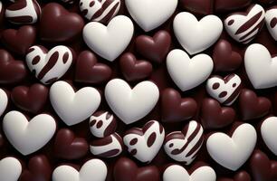 ai genererad många choklad hjärtan är i ett ram foto