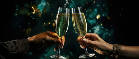 ai genererad rostat bröd till de ny år med champagne foto