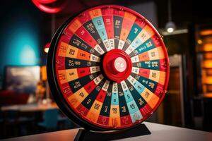 ai genererad roulett hjul i kasino. roulett hjul i kasino, förmögenhet hjul för en försäljning promo händelse, ai genererad foto
