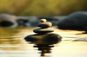ai genererad avslappning i de vatten för din yoga meditation och avkopplande tid foto