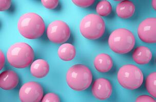 ai genererad en massa av blå ballonger smycka en rosa vägg, jag foto
