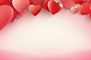 ai genererad valentine röd baner bakgrund med hjärtan för hjärtans dag foto