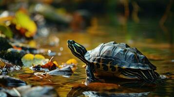 ai genererad sköldpadda i vild natur foto