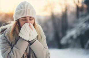 ai genererad vinter- är här, så Varför do människor ha de influensa, är ett av de mest allmänning virus foto