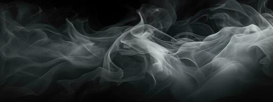 ai genererad en svart och vit rök av en mörk rum, brand och rök foto