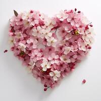 ai genererad blommor är anordnad in i en stor dekorativ hjärta form foto